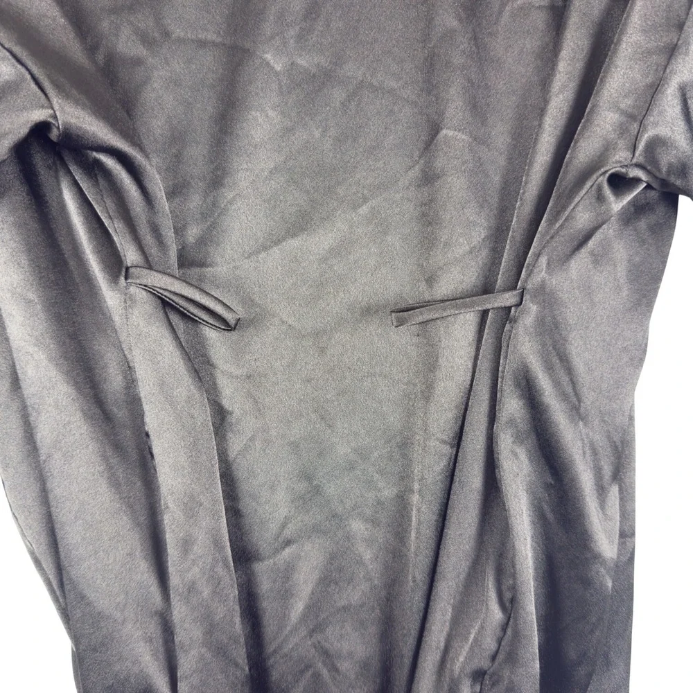 Victoria's Secret Black Satin Robe Kimono Short Wrap M/L Wedding Boudoir